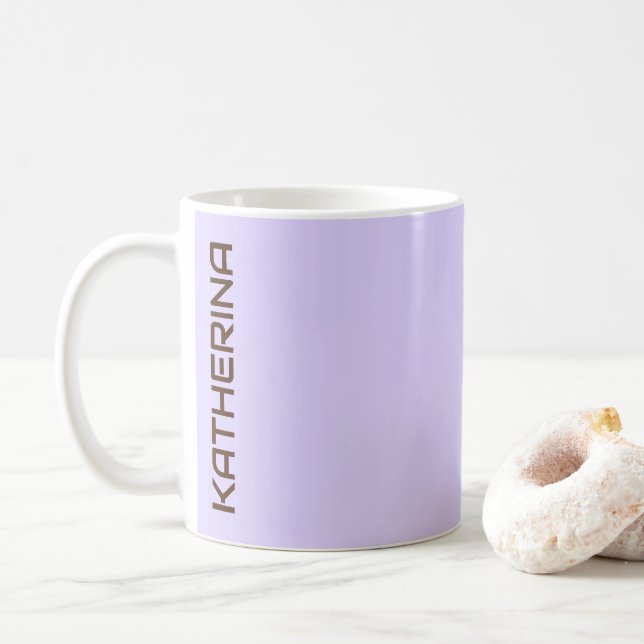 Pastel Lavender Blue Solid Colour | Personalised  Coffee Mug (With Donut)