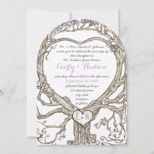Pastel Lavender Lilac Plum Boho Heart Shaped Invitation
