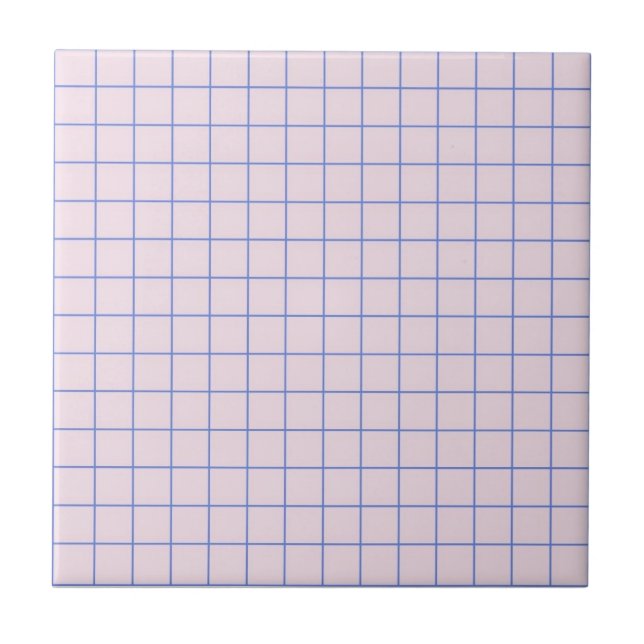 Pastel Lavender & Navy Blue Chequered Pattern Tile (Front)