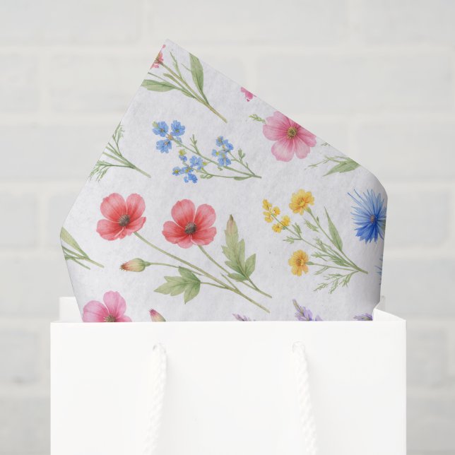 Pastel Lavender Pink Wildflowers Tissue Paper (Gift Bag)
