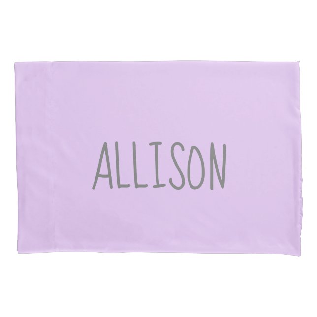 Pastel Lavender Purple Personalised Name Girls Pillowcase (Front)