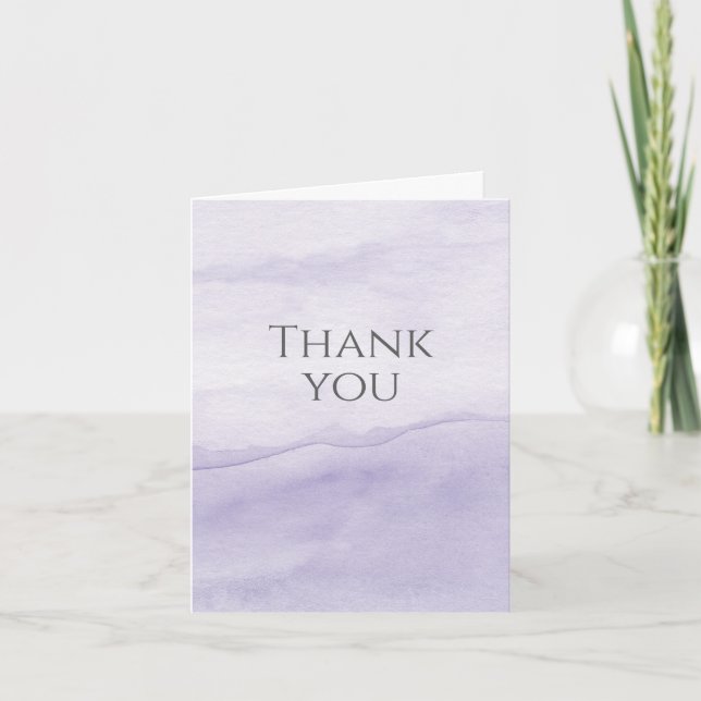 Pastel Lavender Purple Watercolor Art Thank You Card (Front)