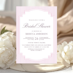 Pastel Lavender Striped Photo Bridal Shower Invitation