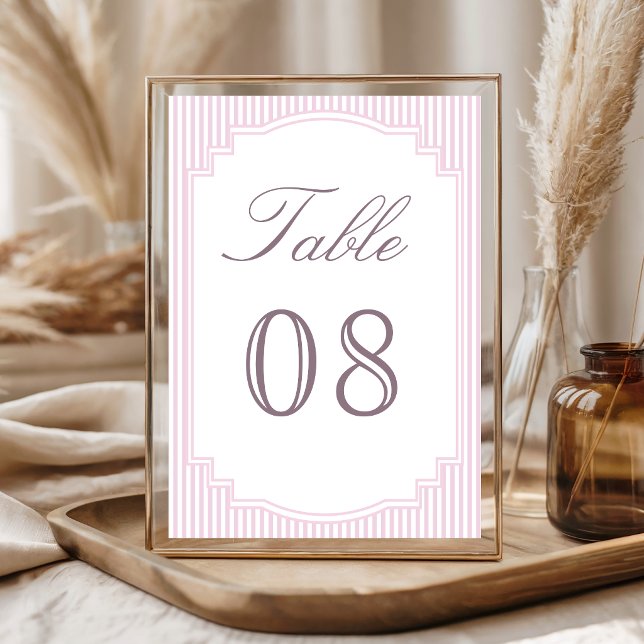 Pastel Lavender Striped Wedding Table Number (Creator Uploaded)