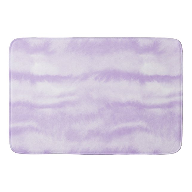 Pastel Lavender Tie-Dye Watercolor Effect Bath Mat (Front)
