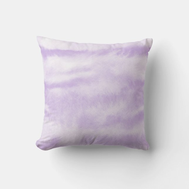 Pastel Lavender Tie-Dye Watercolor Effect Cushion (Front)