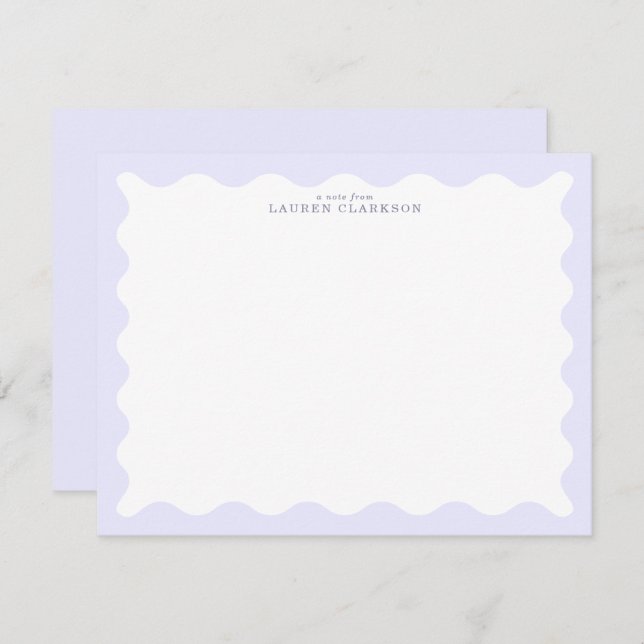 Pastel Lavender Wavy Frame Note Card (Front/Back)