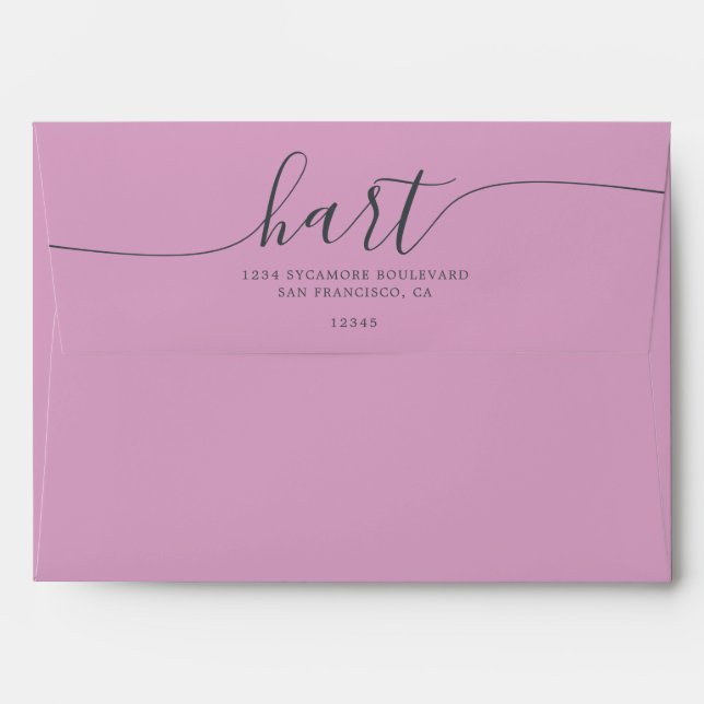 Pastel Lavender with Black Script Return Address Envelope (Back (Top Flap))