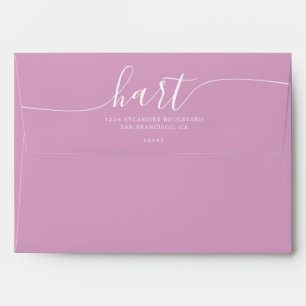 Pastel Lavender with White Script Return Address Envelope