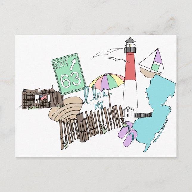 Pastel LBI Love Collage Postcard (Front)