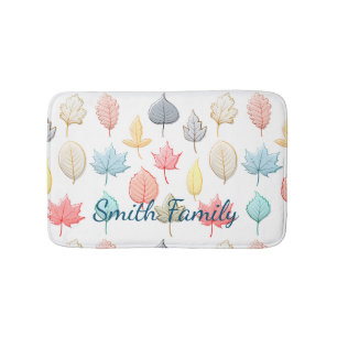 Pastel Leaves Bath Mat