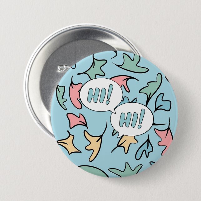 Pastel Leaves Blue 7.5 Cm Round Badge (Front & Back)