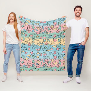 Pastel Leaves Colorful Fleece Blanket