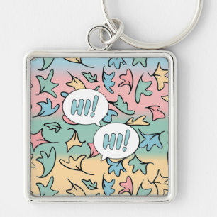 Pastel Leaves Colourful Key Ring