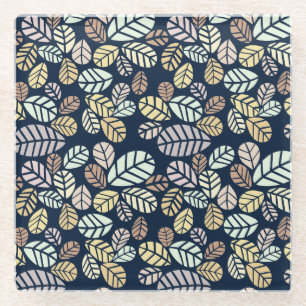 Pastel Leaves Glass Coaster