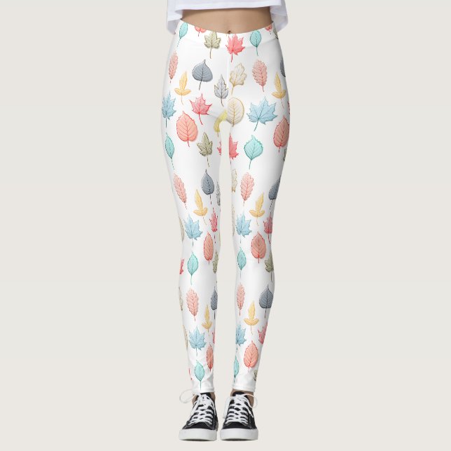 Pastel Leaves Leggings (Front)