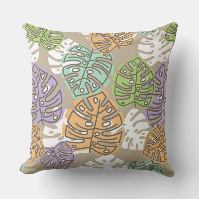 pastel leaves pillow  (Front)