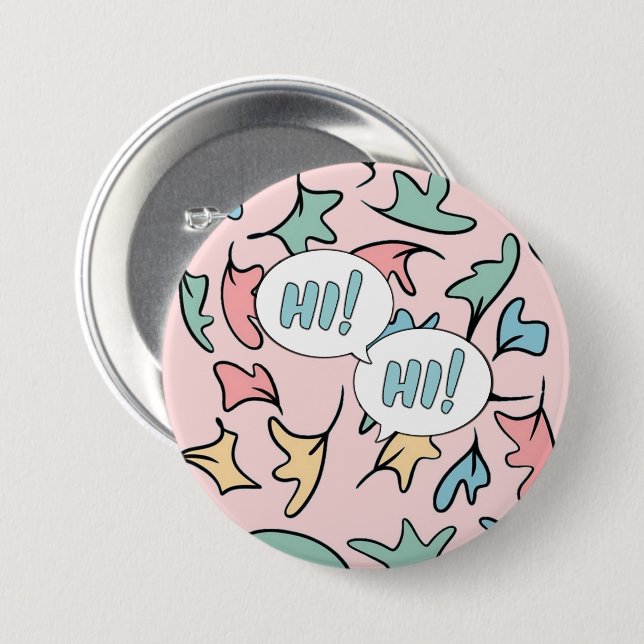 Pastel Leaves Pink 7.5 Cm Round Badge (Front & Back)