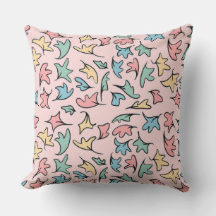 Pastel Leaves Pink Cushion