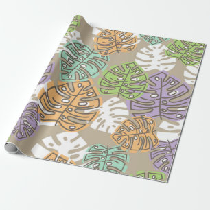 pastel leaves wrapping paper 