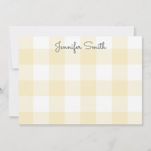 Pastel Lemon Yellow and White Gingham Check Card