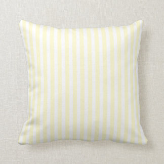 Pastel Lemon Yellow and White Stripes Pale Yellow Cushion