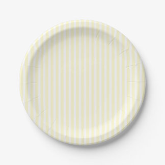 Pastel Lemon Yellow and White Stripes Pale Yellow Paper Plate