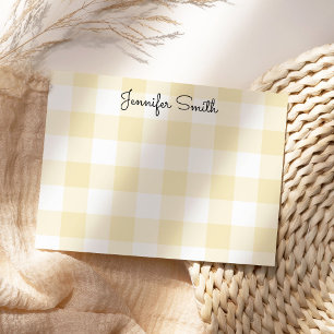 Pastel Lemon Yellow Large Gingham Card