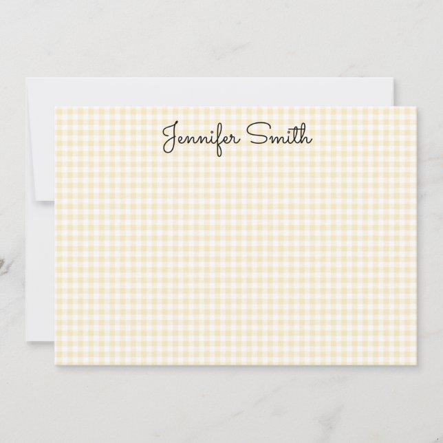 Pastel Lemon Yellow Mini Gingham Card (Front)