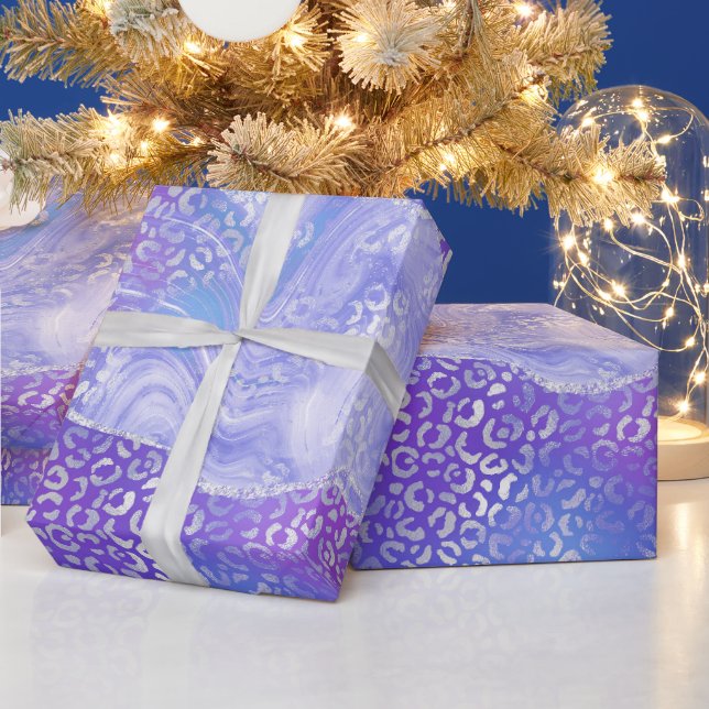 Pastel Leopard Agate | Glam Abstract Stone Pattern Wrapping Paper (Holidays)