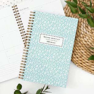 Pastel Leopard Print Personalised Planner Mint
