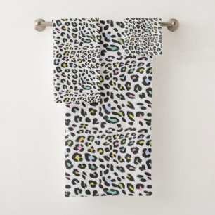 Pastel Leopard Spot Pattern Bath Towel Set