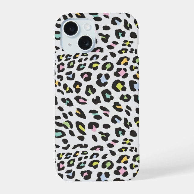 Pastel Leopard Spot Pattern iPhone 15 Case (Back)