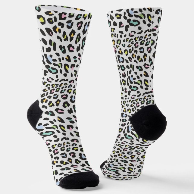 Pastel Leopard Spot Pattern Socks (Angled)