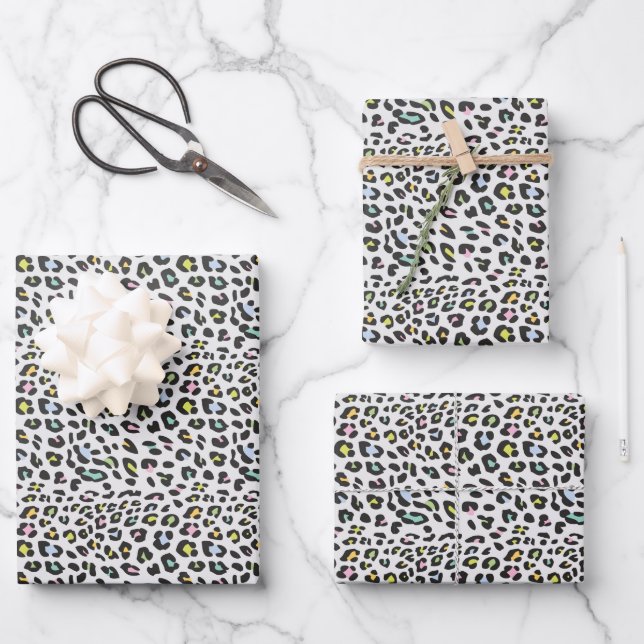 Pastel Leopard Spot Pattern Wrapping Paper Sheet (Front)