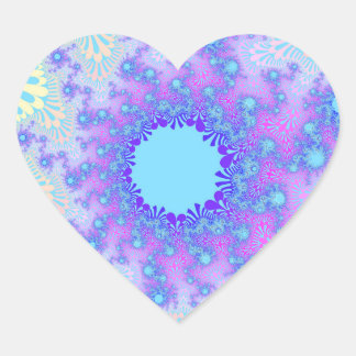Pastel Light Blue, Pink and Purple Fractal Heart Sticker