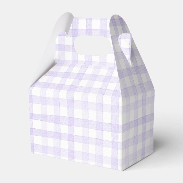 Pastel Light Purple Lilac Gingham Check Plaid  Favour Box (Front Side)