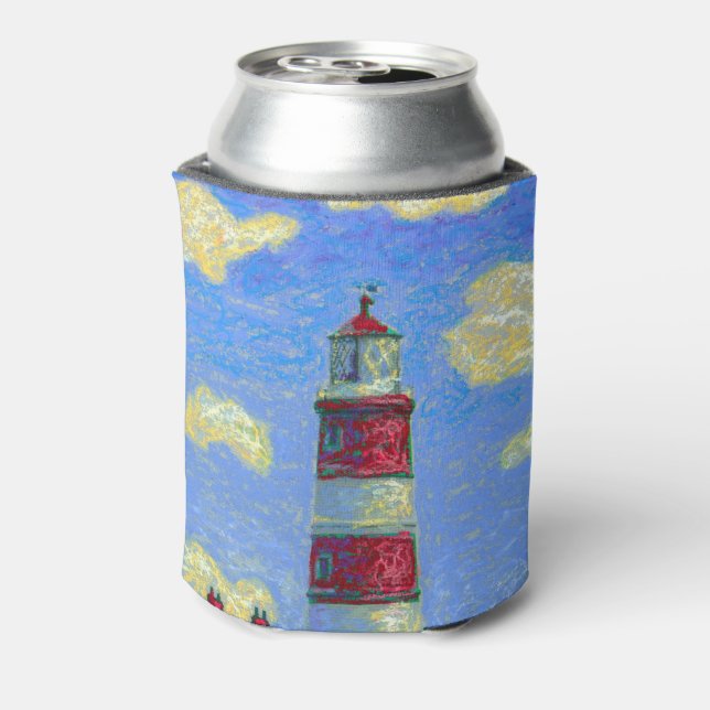 Pastel Lighthouse and Lavender Fields Can Cooler (Can Back)