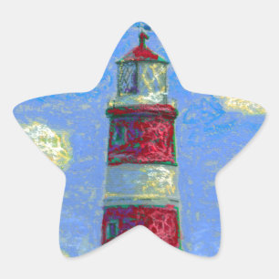 Pastel Lighthouse and Lavender Fields Star Sticker