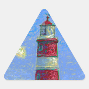 Pastel Lighthouse and Lavender Fields Triangle Sticker