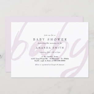 Pastel Lila Minimal Gender Neutral Baby Shower Invitation