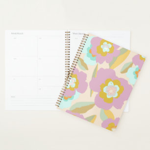 Pastel Lilac and Blue Abstract Floral Pattern Planner