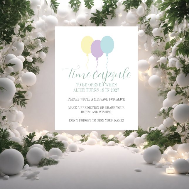 Pastel lilac balloons 1st Birthday Time Capsule   Poster (Creator Uploaded)