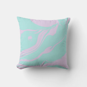 Pastel Lilac Blue Abstract Tie Dye Marble Pattern Cushion