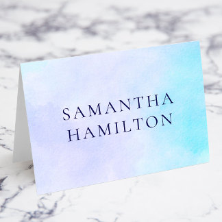 Pastel Lilac Blue Watercolor Name Place Cards