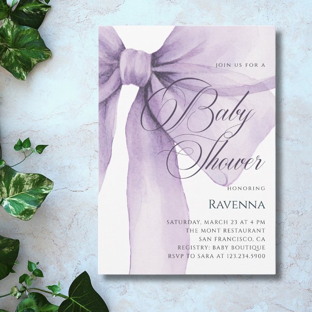 Pastel Lilac Bow Simple Template Baby Shower (Creator Uploaded)
