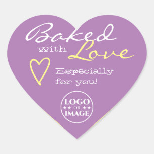 Pastel Lilac Lavender Simple Made Love Heart Logo Sticker