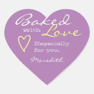 Pastel Lilac Lavender Simple Made Love Heart Shape Sticker