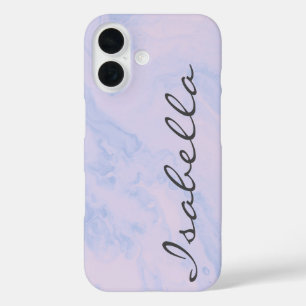 Pastel Lilac Marble Personalised Script Name iPhone 16 Case
