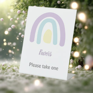 Pastel lilac Rainbow Baby Shower Favours Pedestal Sign